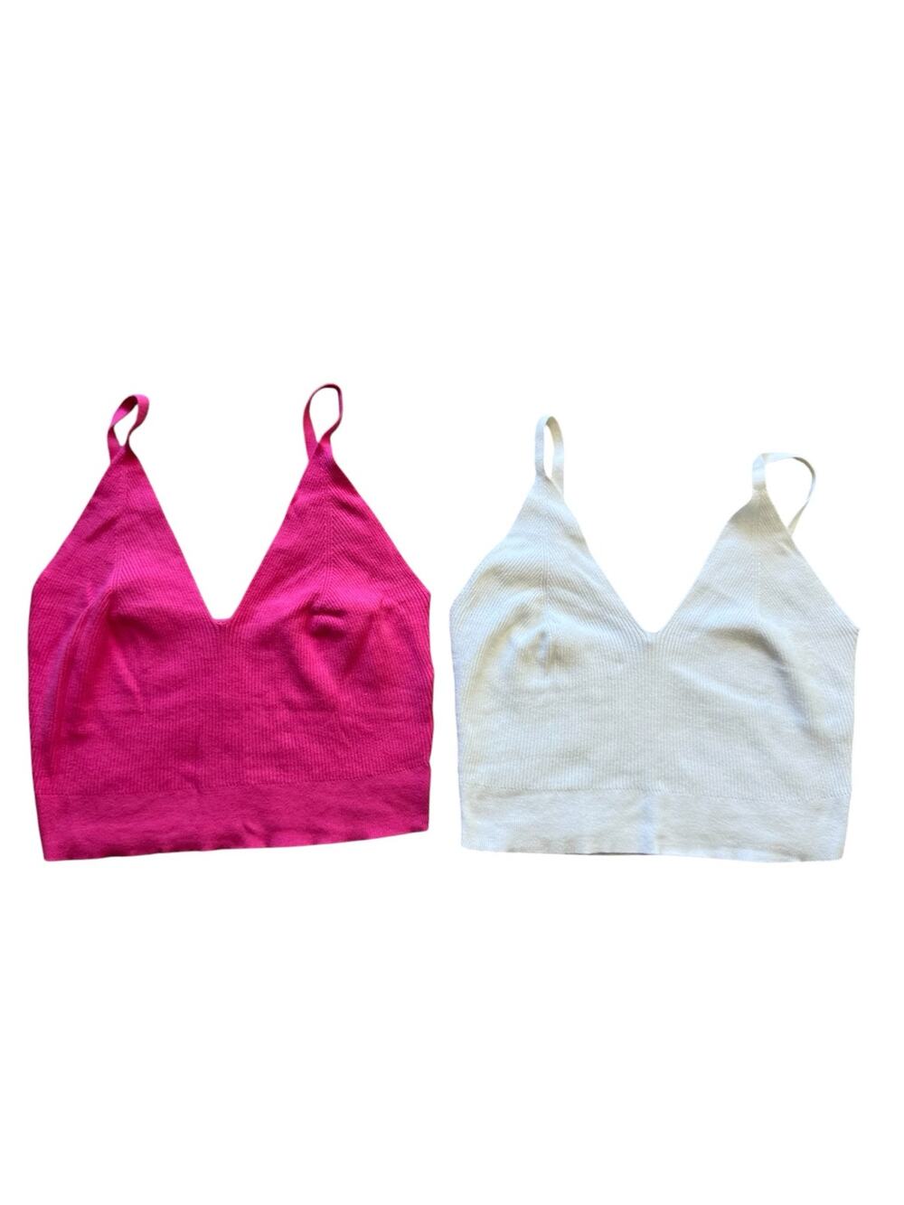 SCOTCH & SODA Set of (2) Ribbed V Neck Cropped Sweater Tanks Size Large